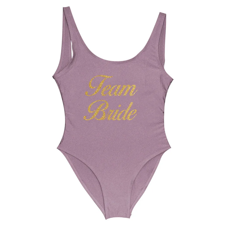 Team Bride 11 Новинка, женский купальник, сдельный купальник, для команды, невесты, блестящий, золотой принт, купальный костюм, монокини, боди, для холостяков, вечерние - Цвет: Team Bride 11