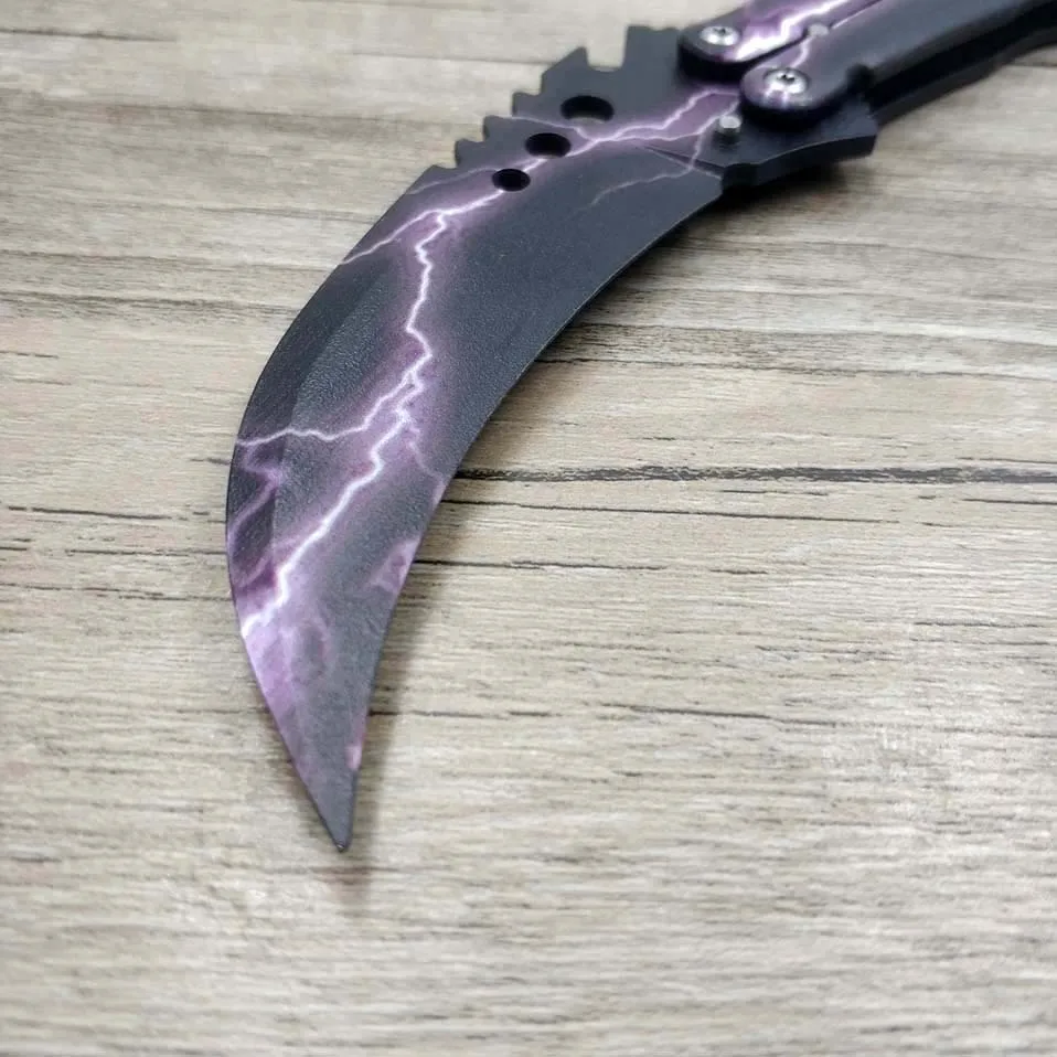Прямая поставка, 420C стальной нож karambit cs go, тренировочный нож, складной нож с бабочкой, без края, инструмент для тренировок