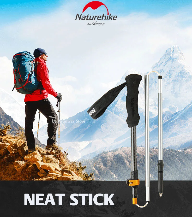Светильник NatureHike, складная трость, карбоновая трость, регулируемый полюс, портативный, походные альпенштоки, складные треккинговые палки для альпинизма
