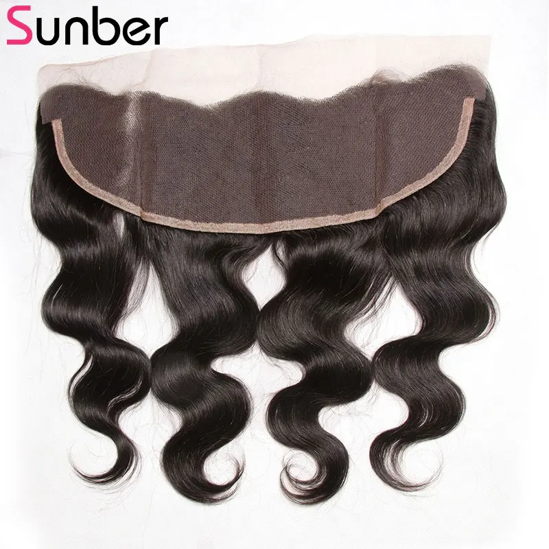 Sunber Hair бразильские волнистые волосы для тела, свободная часть, размер 13*4 дюйма, человеческие волосы для уха, Натуральные Цветные волосы Реми