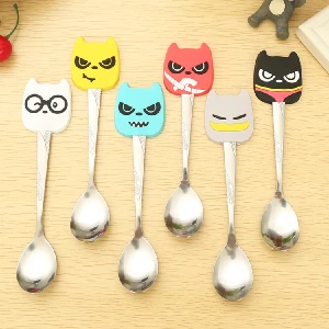 Silica gel long handle cartoon spoon Stainless steel for kids ice cream/dessert coffee stirring scoops | Дом и сад