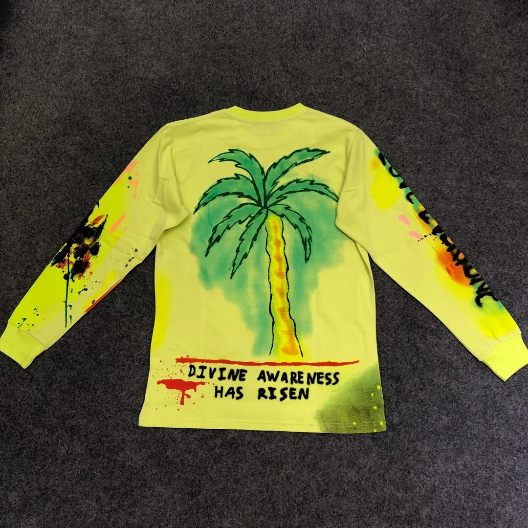 2019 Kanye West Merch Line принт черепа для женщин и мужчин флуоресцентные зеленые футболки