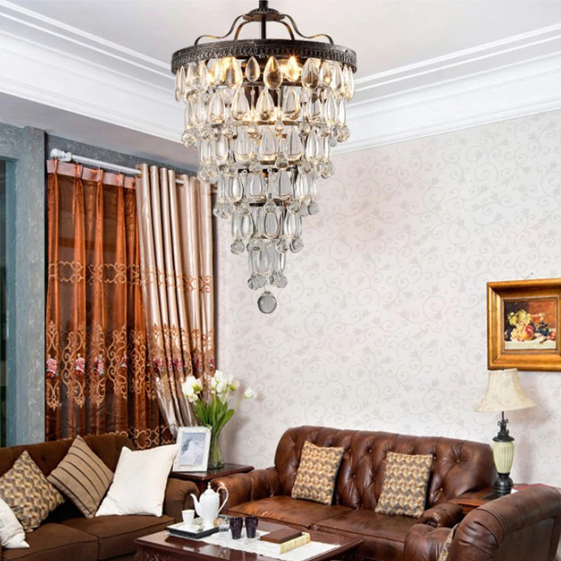 Винтажные медные хрустальные лампы E14 в стиле ретро большие светодиодные люстры