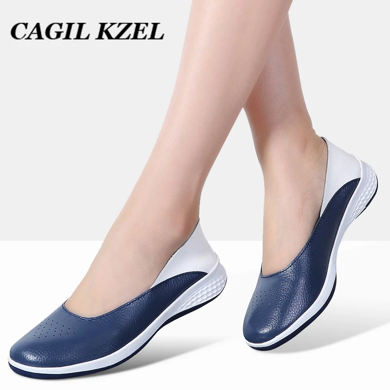Мокасины женские CAGILKZEL натуральная кожа без застежки плоская подошва