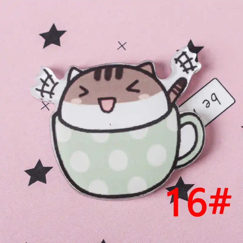 1 шт. чашка в виде кошки Мультяшные значки на булавке Kawaii значок bacgets на рюкзаке значки на одежду акриловые значки Z67