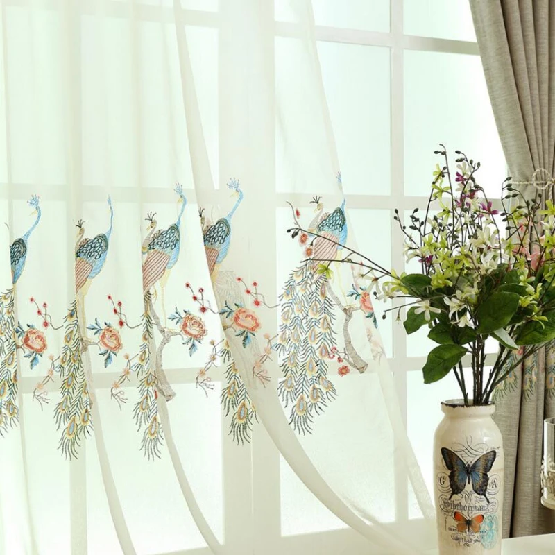 Роскошные европейские занавески в виде павлина для современной гостиной спальни