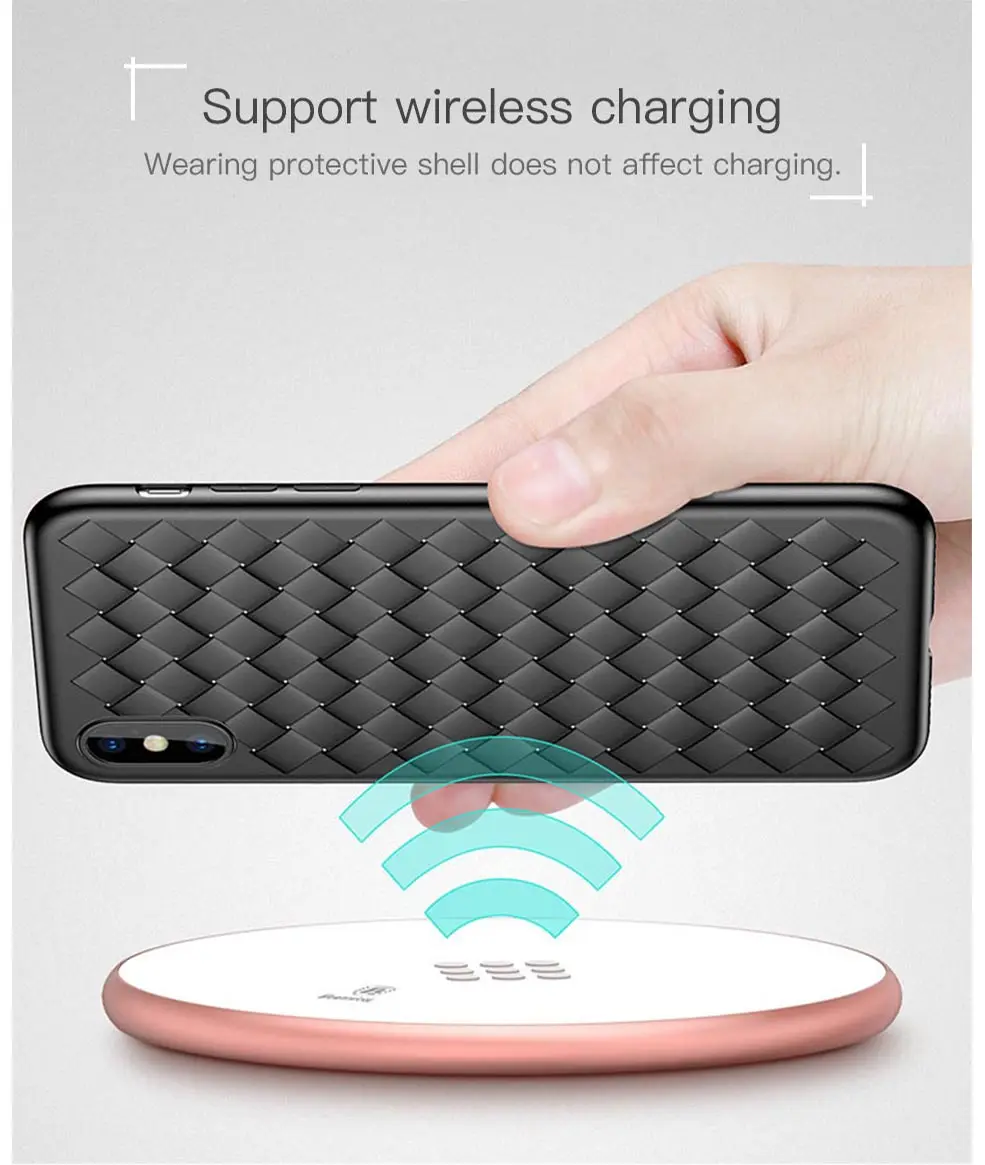 Кожаный тканевый чехол в клетку для iPhone X XS Max XR ТПУ ультра тонкий сетчатый
