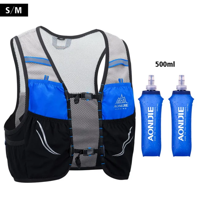 AONIJIE 2.5L легкие сумки для бега рюкзак для спорта на открытом воздухе Trail Racing Marathon походная сумка Гидратация жилет 500 мл мягкая колба - Цвет: Blue SM 500ML