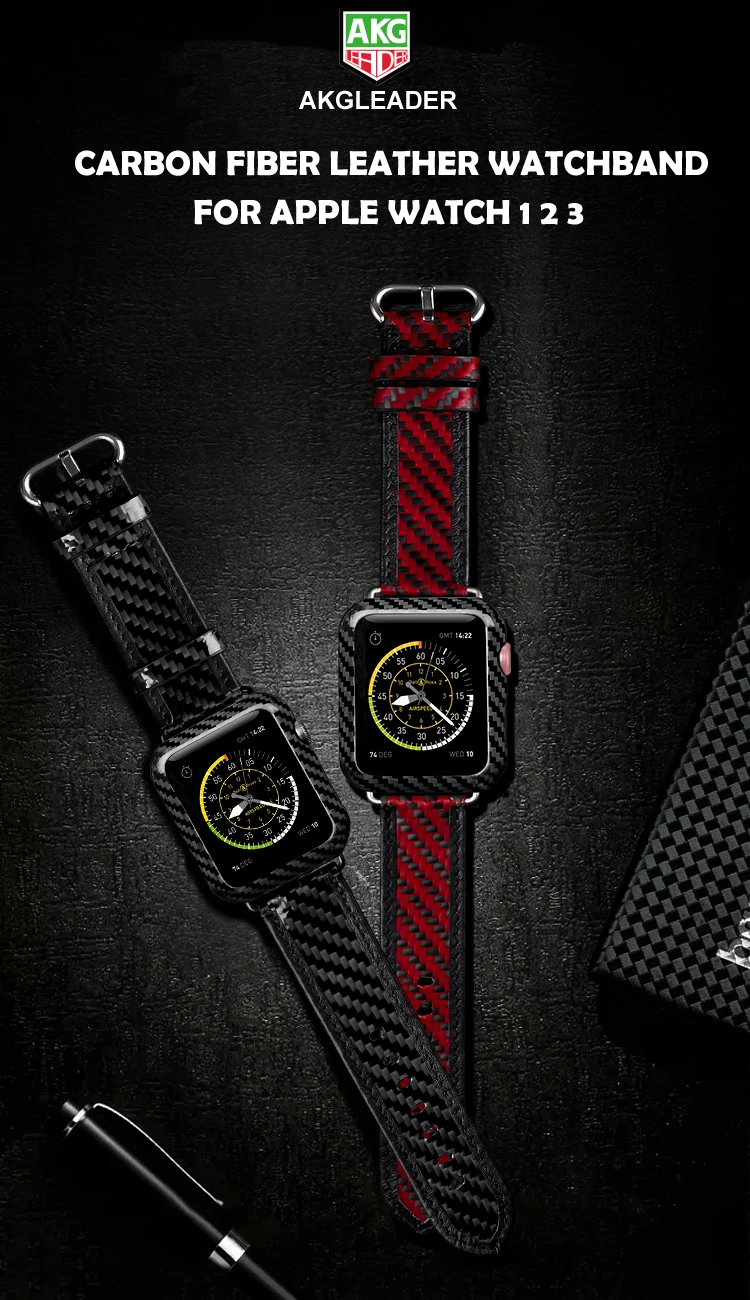 Высококачественный ремешок из настоящего углеродного волокна для часов Apple Watch Series 4 1 2 3 iWatch, браслет для часов 38 мм 42 мм