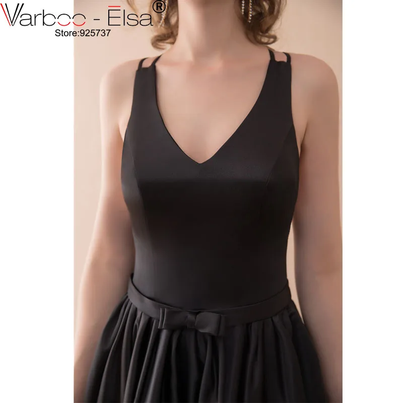 Женское вечернее платье без рукавов varboo_эльза элегантное черное атласное с