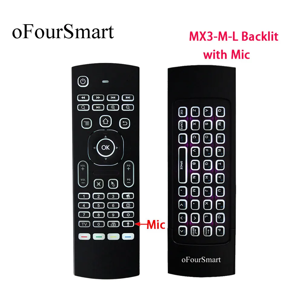 MX3 M L портативный 2 4G Fly Air Mouse подсветка с голосовым беспроводным контроллером