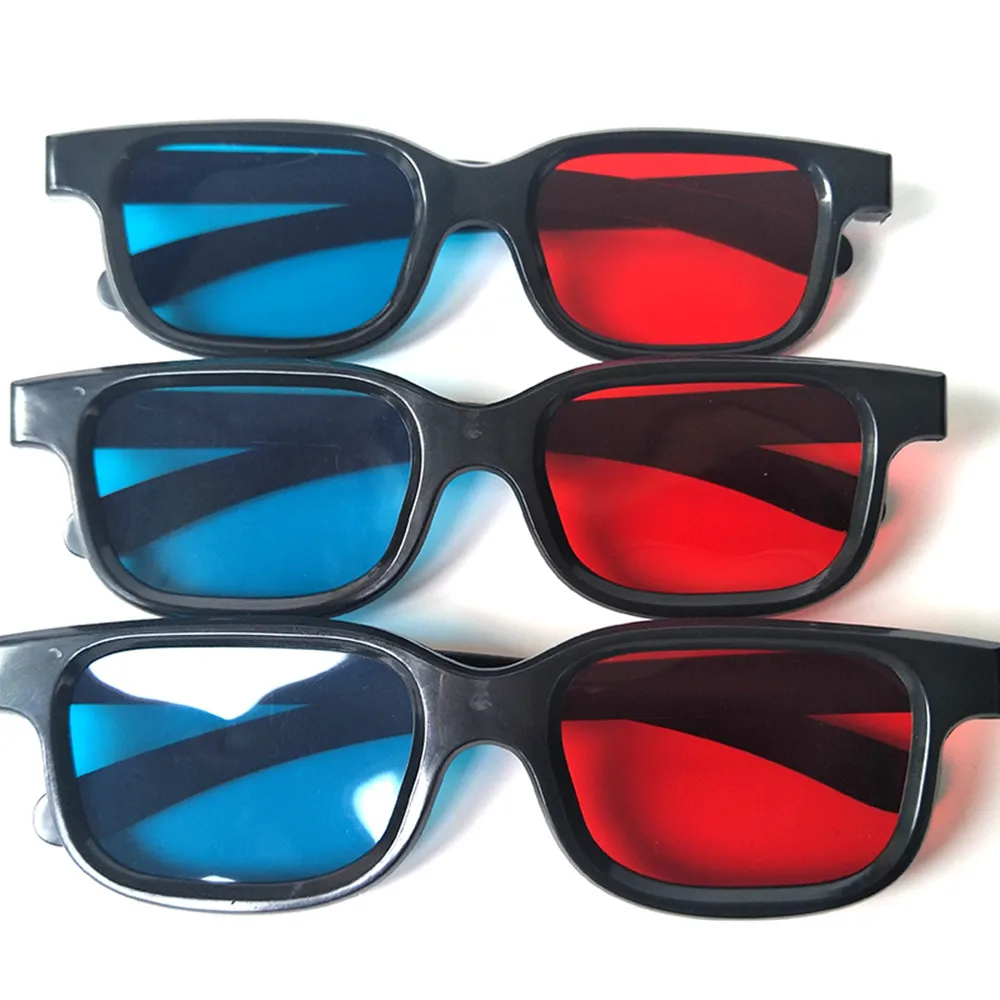 4 шт взрослые красные синие/Cyan 3D очки, унисекс пластиковые анаглиф 3D очки черные для 3d фильмов и игр(семейные пакеты