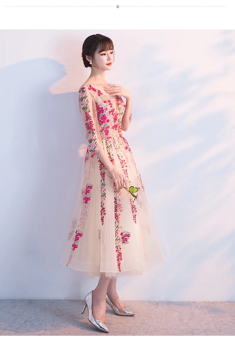 Женское вечернее платье цвета шампанского красное элегантное длиной до колена с