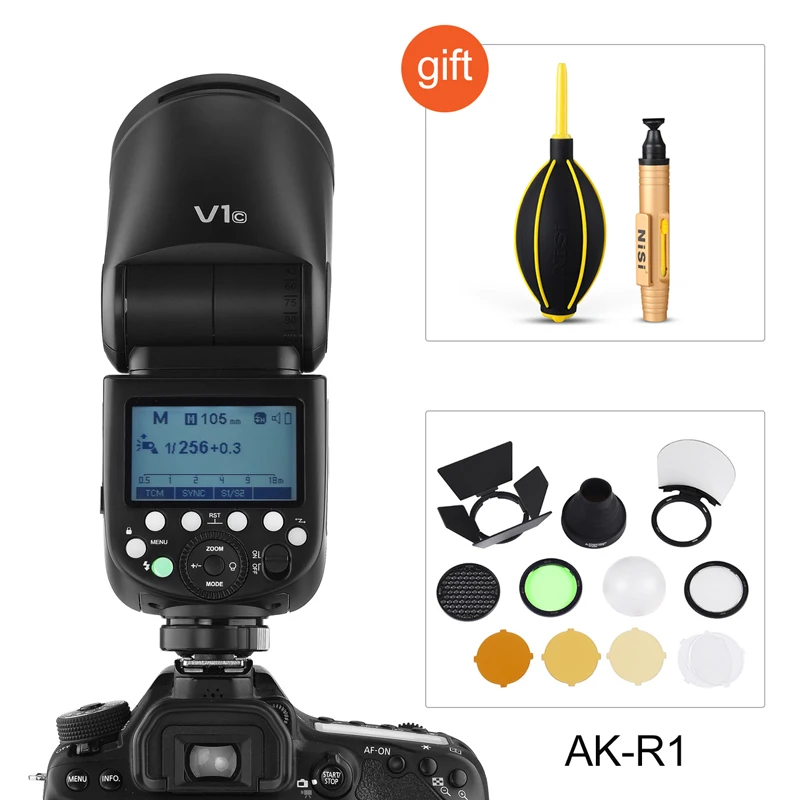 V1c and AKR1 Godox V1 V1C вспышка Speedlight ttl литий-ионная круглая головка для камеры Canon EOS камера s с AKR1 X1T XPRO - Цвет: V1c and AKR1