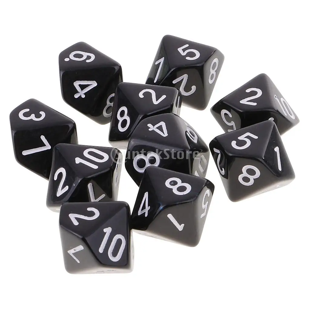 10 шт. 10-сторонние игральные кости D10 многогранные для подземей и драконов игры