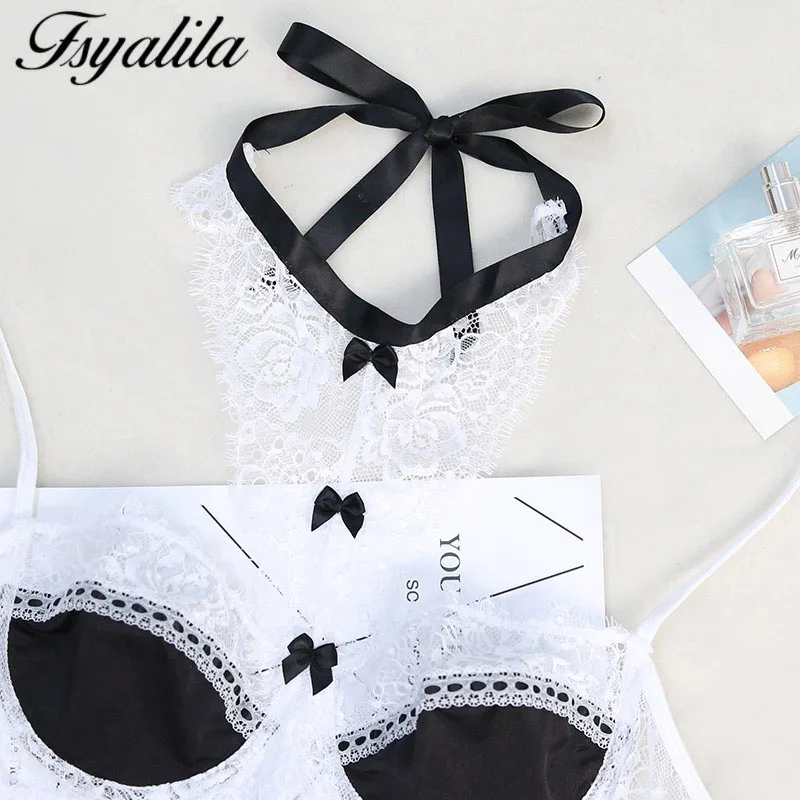 Горячая эротическая Горничная косплей костюм комплект нижнего белья женский