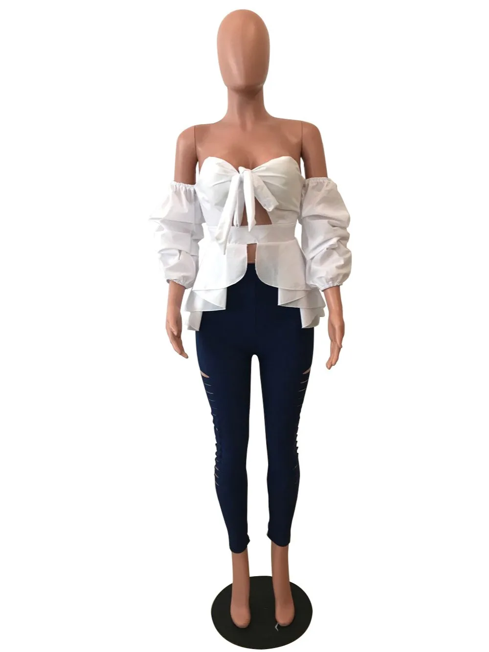 

Women's new off-the-shoulder nightclub sexy Flounced autumn and winter long-sleeved shirt Casual Blouse Loose Regular