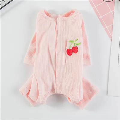 pink Комбинезон для собак, пижама XS-XL, одноцветные Комбинезоны для котов, одежда для собак, хлопок, одежда для собак, плюшевый чихуахуа, 4 ноги, пижамы для собак - Цвет: pink