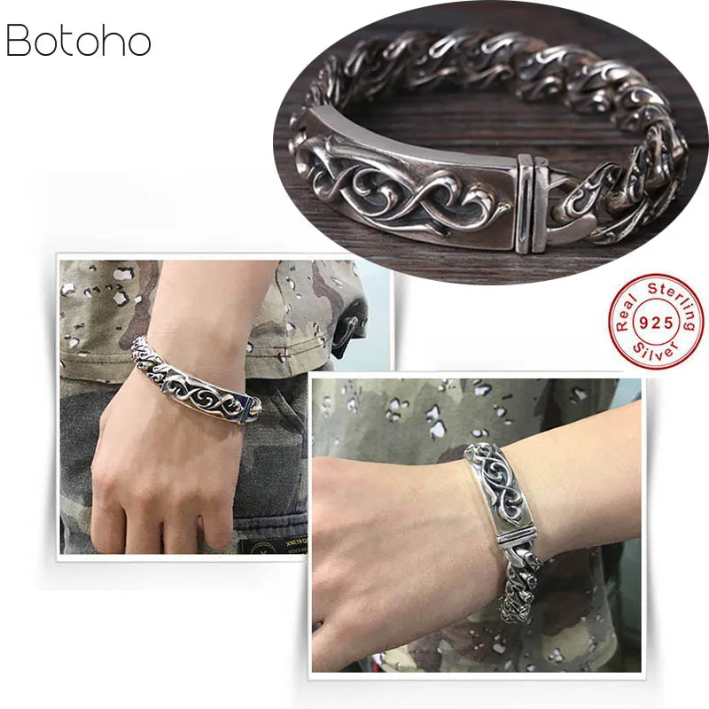 Мужские браслеты из чистого серебра 100% пробы винтажные мужские ювелирные