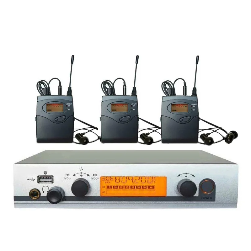 3 Receivers Pro ear monitors wireless Feedback System with in-ear headphone for Stage Performance Club Bar TV station Monitoring