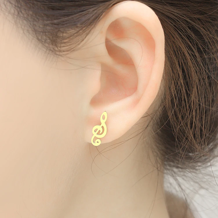 Stud earrings SHE WEIER, браслет на лодыжку с музыкальными нотами на ногу для женщин, браслет на босую ногу, Пляжная цепочка, ювелирные изделия из нержавеющей стали, аксессуары - Окраска металла: Stud earrings
