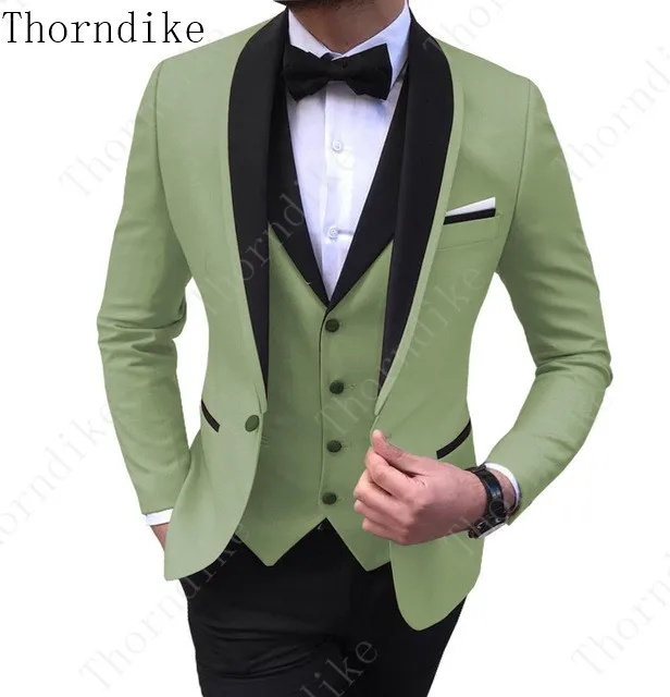 suits10 Цветные мужские костюмы из 3 предметов, облегающие повседневные деловые костюмы для жениха, армейский зеленый платок, смокинги с лацканами для торжественных свадеб(Блейзер+ брюки+ жилет - Цвет: suits10