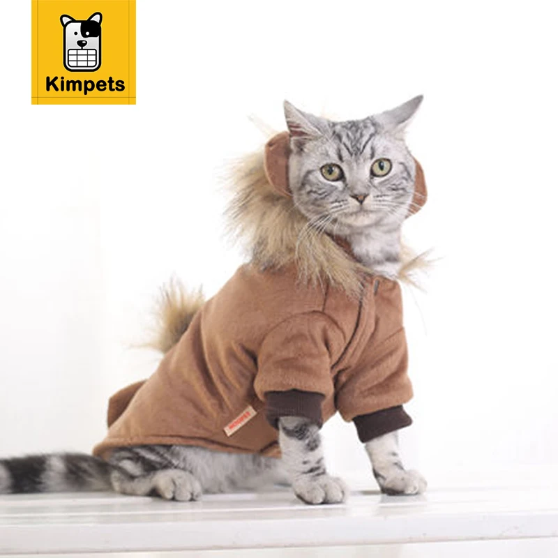 Забавный костюм кошки пальто из шерсти льва зимняя одежда для на Хэллоуин щенка