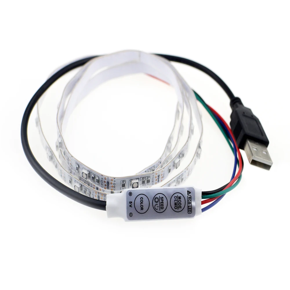 USB 5 В 1 м 40 светодиодов SMD 3528 Светодиодные ленты Гибкая RGB Цвет Изменение