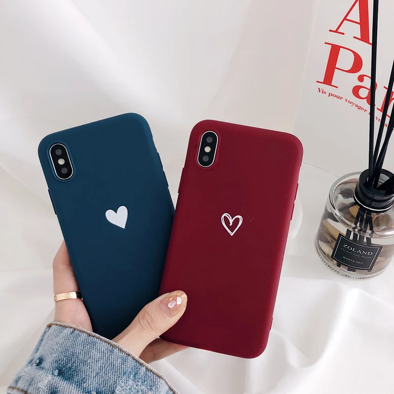 Для Apple iPhone 5 5S SE 6 6G 6s 7 8 Plus 7Plus 10 X XR Xs Max Love Heart Матовый Мягкий ТПУ Силиконовый противоударный чехол для телефона