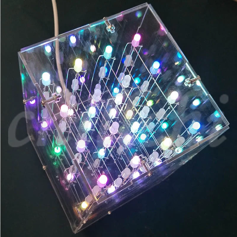 3D4 светильник Cube cube band music spectrum CUBE 444 MCU DIY Learning|Интегральные схемы| |