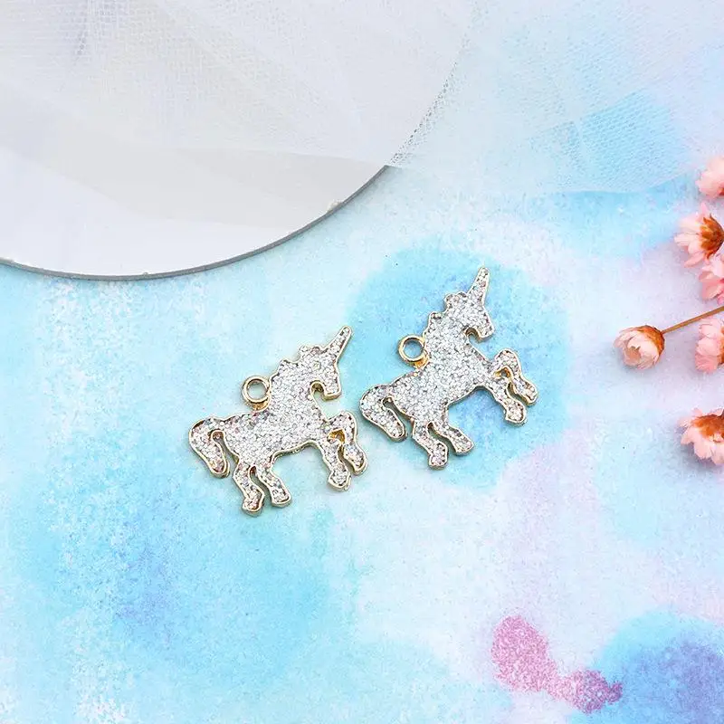 20-Shining-unicorn Единорог амулеты Эмаль Подвеска из сплава для изготовления ювелирных изделий, ручной работы Единорог Золотой кулон подарки для девочки-так волшебно! 20 шт./лот - Окраска металла: 20-Shining-unicorn