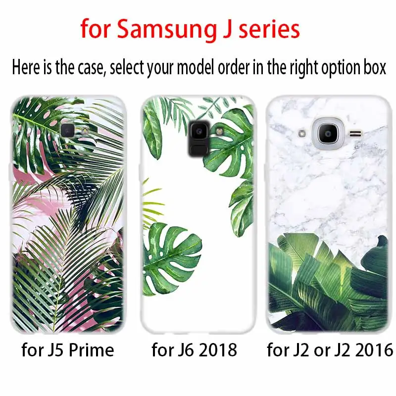 Тропические растения чехол TPU силиконовый для Samsung Galaxy J6 J8 J3 J5 J7 J4 J2 J1 Plus 2018 2016 2017 EU