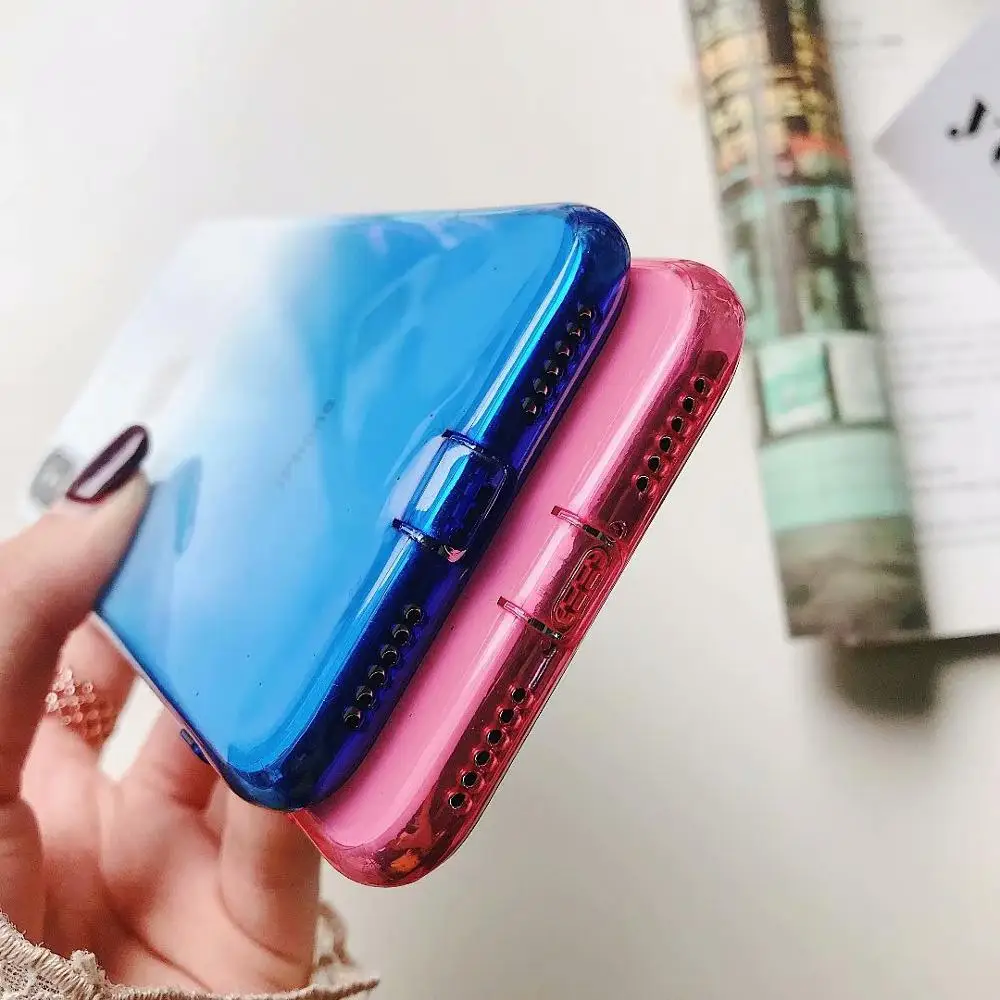 Для iPhone X XS Max Цветной корпус ультратонкие Чехлы для 7 8 Plus градиент мягкий