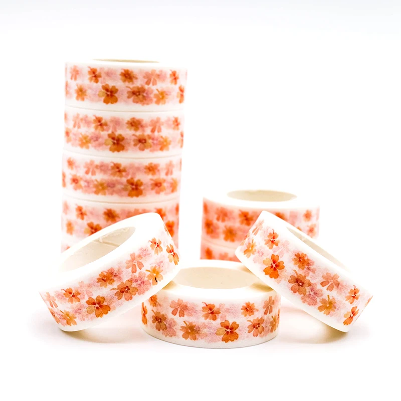 

10m*15mm Creative Flower Petal Washi Tape Adhesive Paper Tape School Office Supplies Decorative Masking Tape Sticker 1 PCS