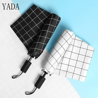 yada dropshipping black and white creative plaid umbrella rain women uv folding umbrella for womens windproof umbrellas ys058