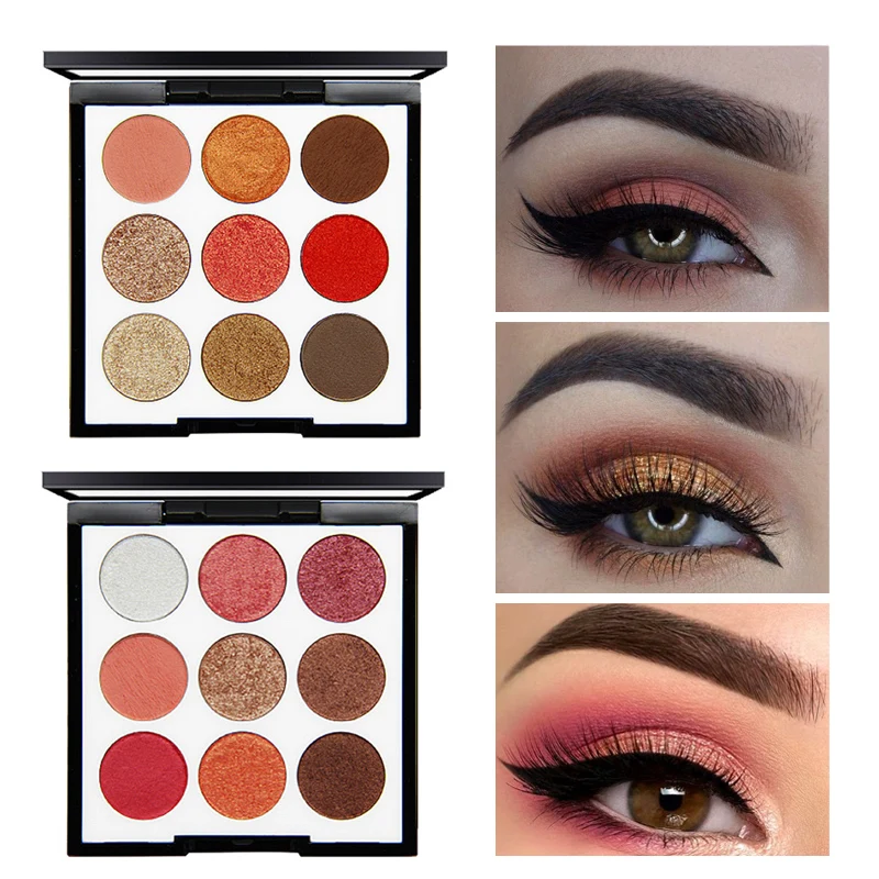 Палитра теней для век NOVO New Shimmer Red водостойкая минеральная пудра 9 цветов