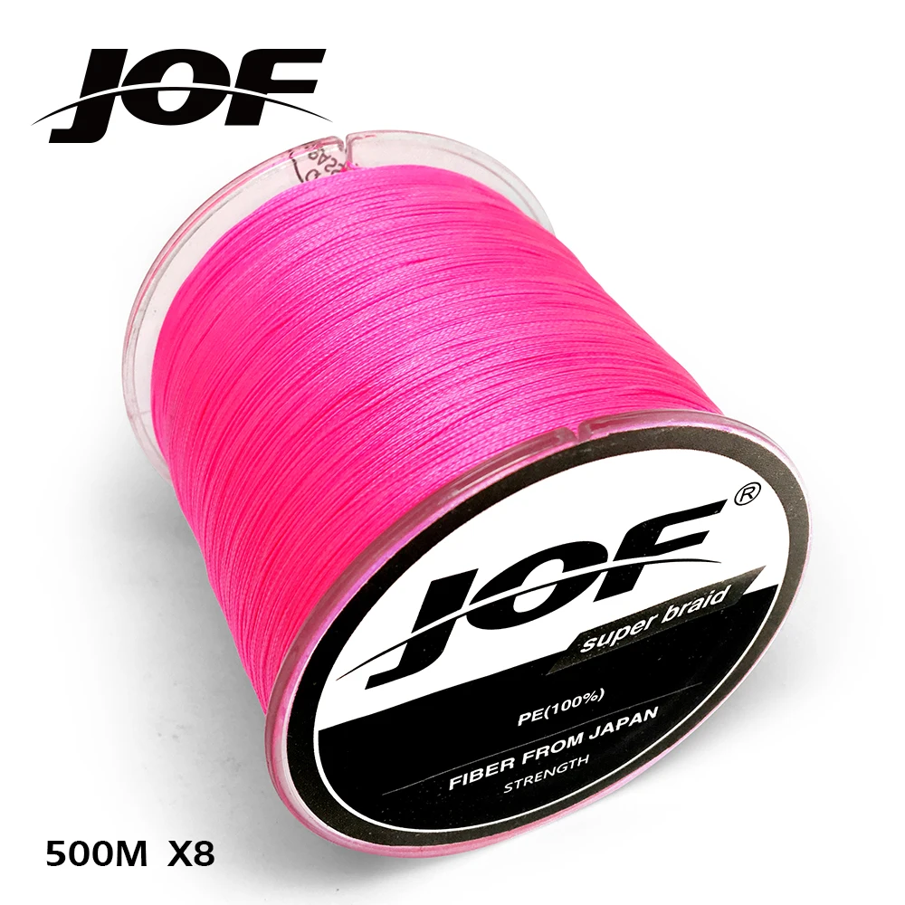 JOF плетеная леска 8 нитей розовая 100 м 150 300 500 1000 соленая вода рыболовная linha multifilamento