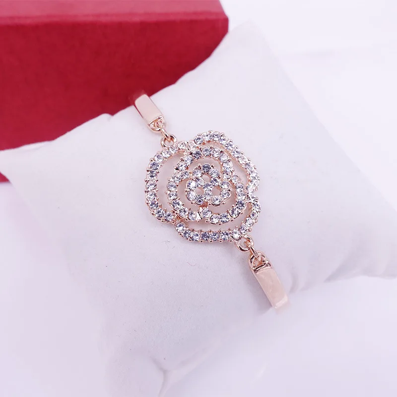 Женский бутиковый розовый цветочный браслет со стразами|crystal bracelets bangles|bangles for