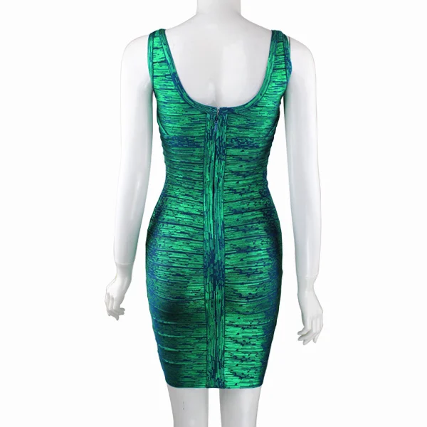 Новое модное Бандажное платье с V образным вырезом и уникальным дизайном зеленое