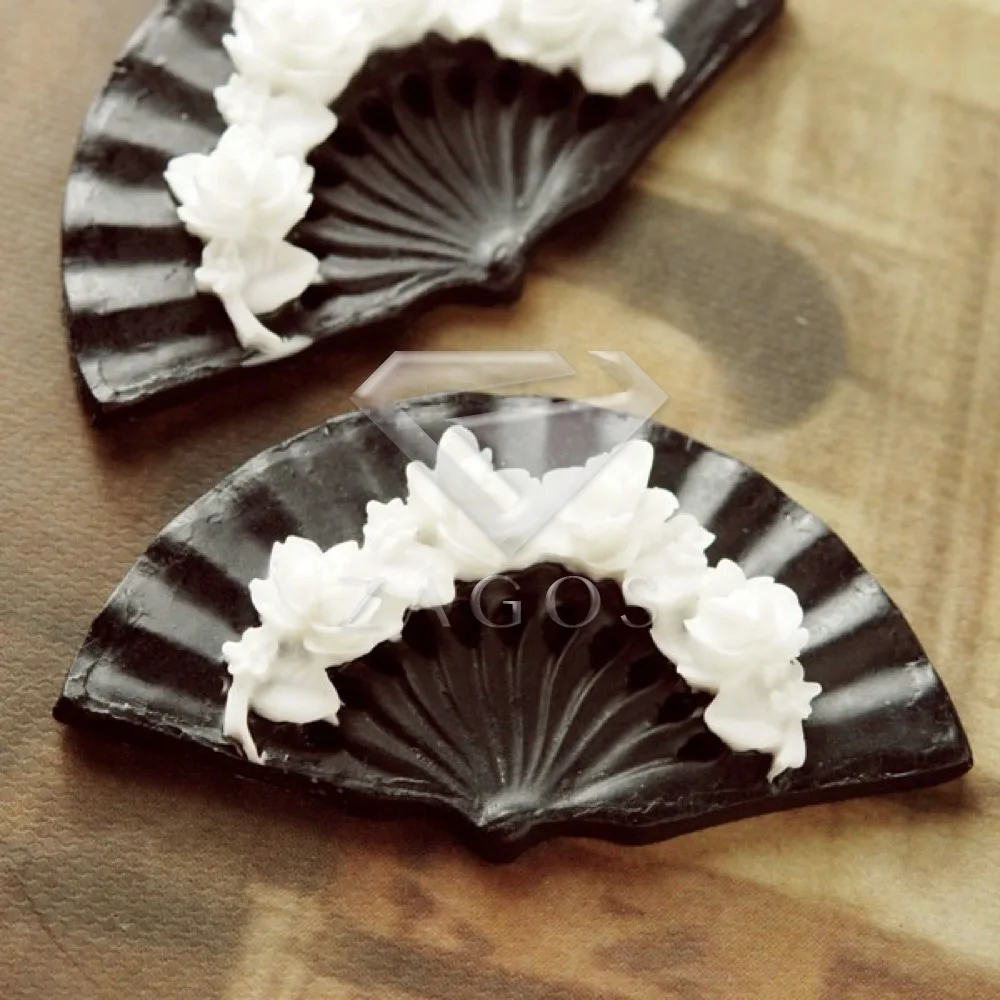 2 шт. полимер Винтажный стиль вентилятор цветок с плоской задней поверхностью