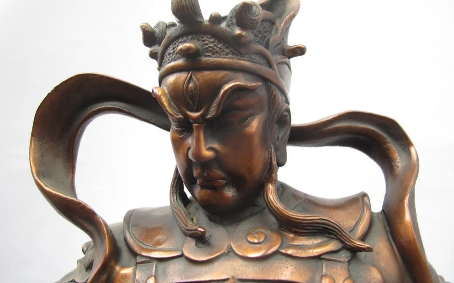 Бесплатная доставка Китайская красная бронза медная миф собака три глаза Ян