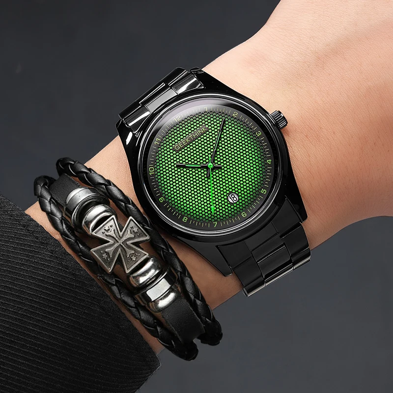 Мужские модные часы Geekthink брендовые Роскошные креативные с ремешком из