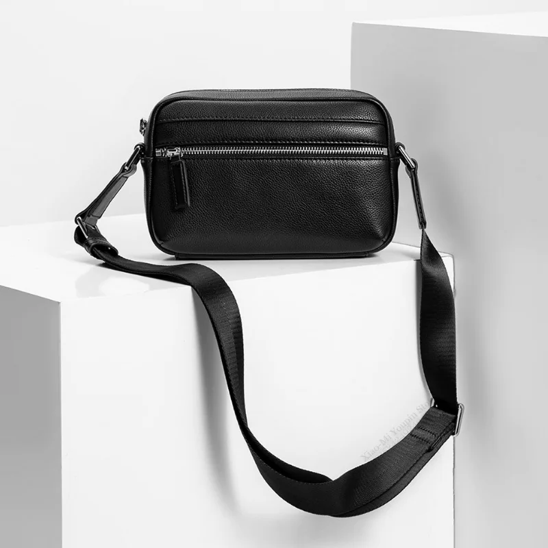 Black Xiaomi Mijia VLLICON, первый слой, Воловья кожа, светильник, простая сумка через плечо, модный мужской рюкзак для повседневного ношения - Цвет: Black