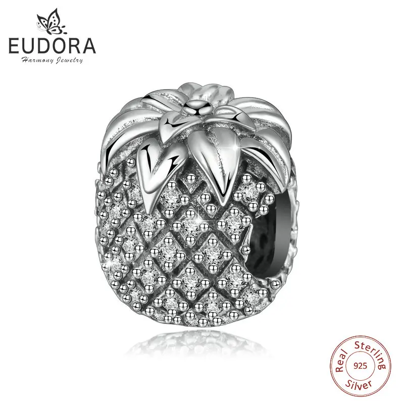 

Eudora New Arrival 925 Sterling Silver Pineapple fruit FlowerCharm Beads fit Charm Bracelet DIY Jewelry Making Girl Gift CYZ109