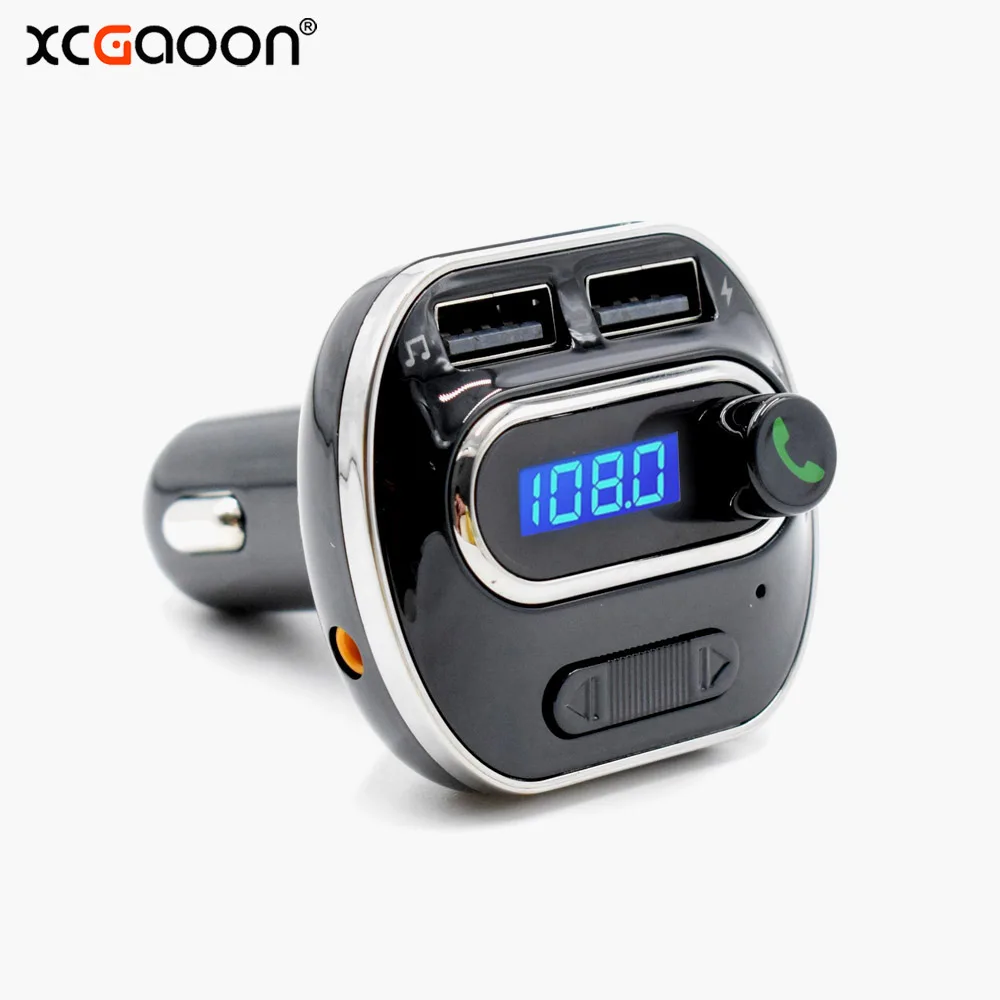 

XCGaoon Bluetooth 4.1 Car Kit Handsfree Set MP3 Player FM Transmitter 2 USB 5V 3.4A Support TF Card USB Music & AUX Line Out