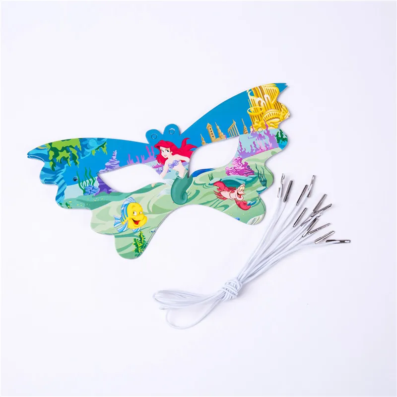 Mask 6 pcs Милая Русалочка Ариэль для девочек, детская декоративная бумага для вечеринок, салфетки, баннер, скатерть, стакан с соломинкой, тарелки, принадлежности для дня рождения - Цвет: Mask 6 pcs