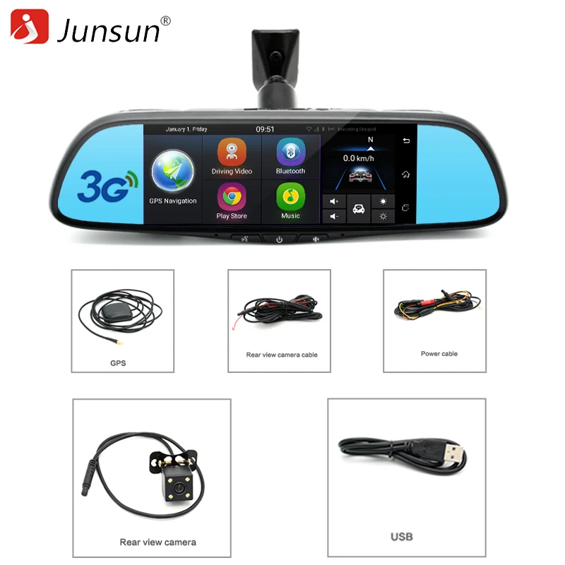 Junsun K719 Автомобильные видеорегистраторы Специальный 7 &quotAndroid 5.0 Камера зеркало 3 г