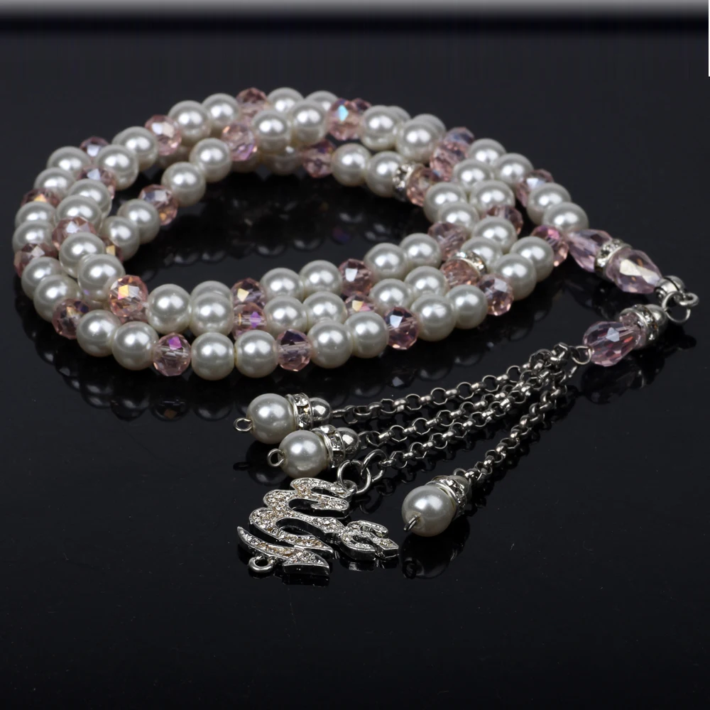 Tasbih магазин 8 мм Груша и хрустальные бусины микс розовый белый 99 шт мусульманские