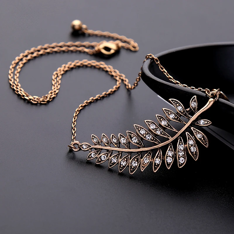 Модные ювелирные изделия простой дизайн Блестящий Кристалл Листья Кулон