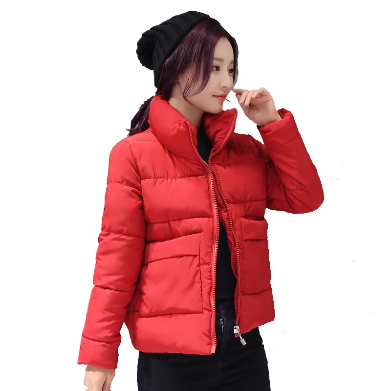 

2020 Winter Jacket Stand Collar With Two Big Pocket Female Coat Cotton Padded Womens Casaco Feminina Inverno Warm Women
